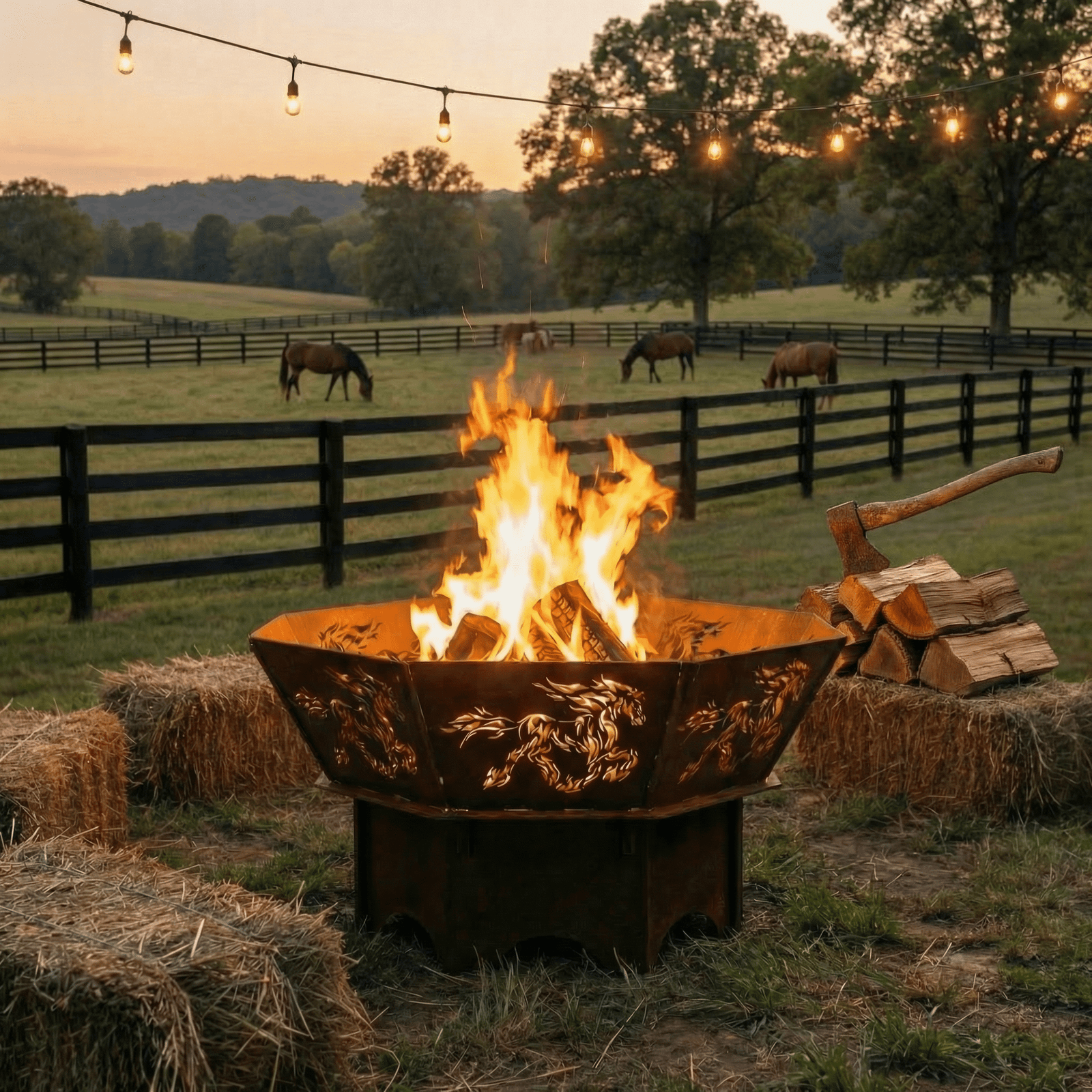 6mm 'Hive' Flat Pack Corten Fire Pit - Flame Horse - Core Earth Designs
