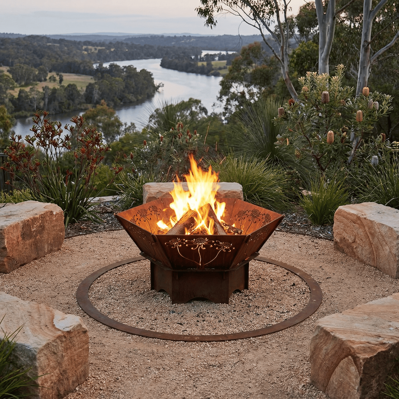 6mm 'Hive' Flat Pack Corten Fire Pit - Waratahs - Core Earth Designs